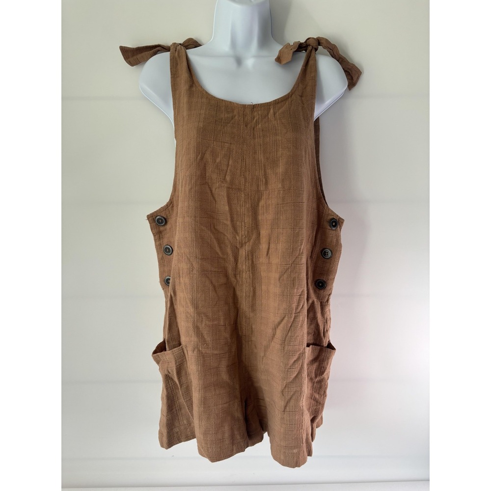 L SPACE Carina Romper Womens Small Brown Gauze Summer Lightweight Beach Overalls